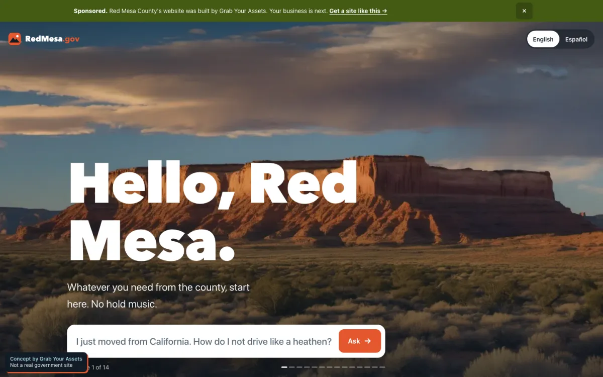 Red Mesa County sample site on desktop